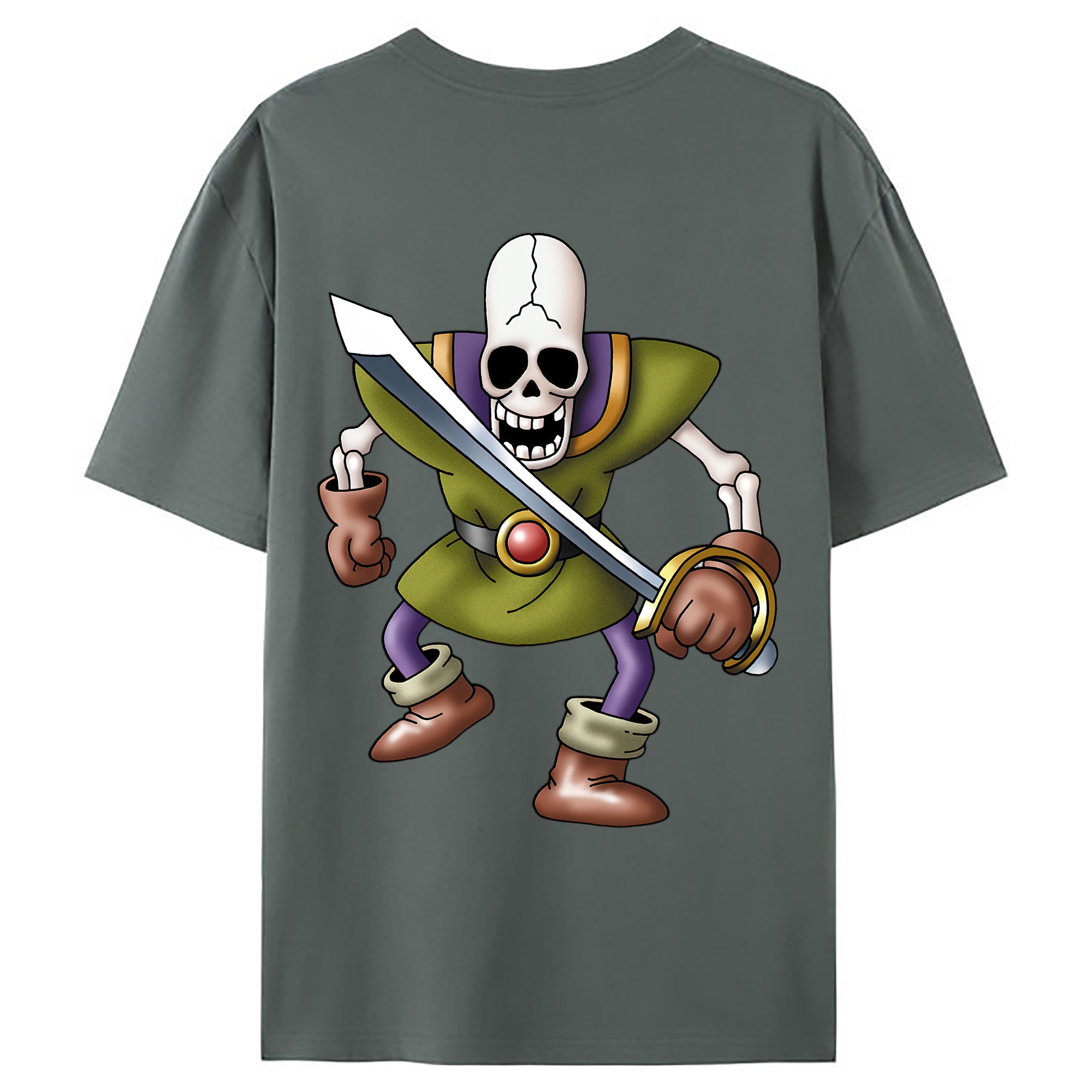 （画像用） ドラゴンクエスト Doragon Kuesuto Dragon Quest 綿100％ メンズ半袖Tシャツ（バックプリント） 通気性